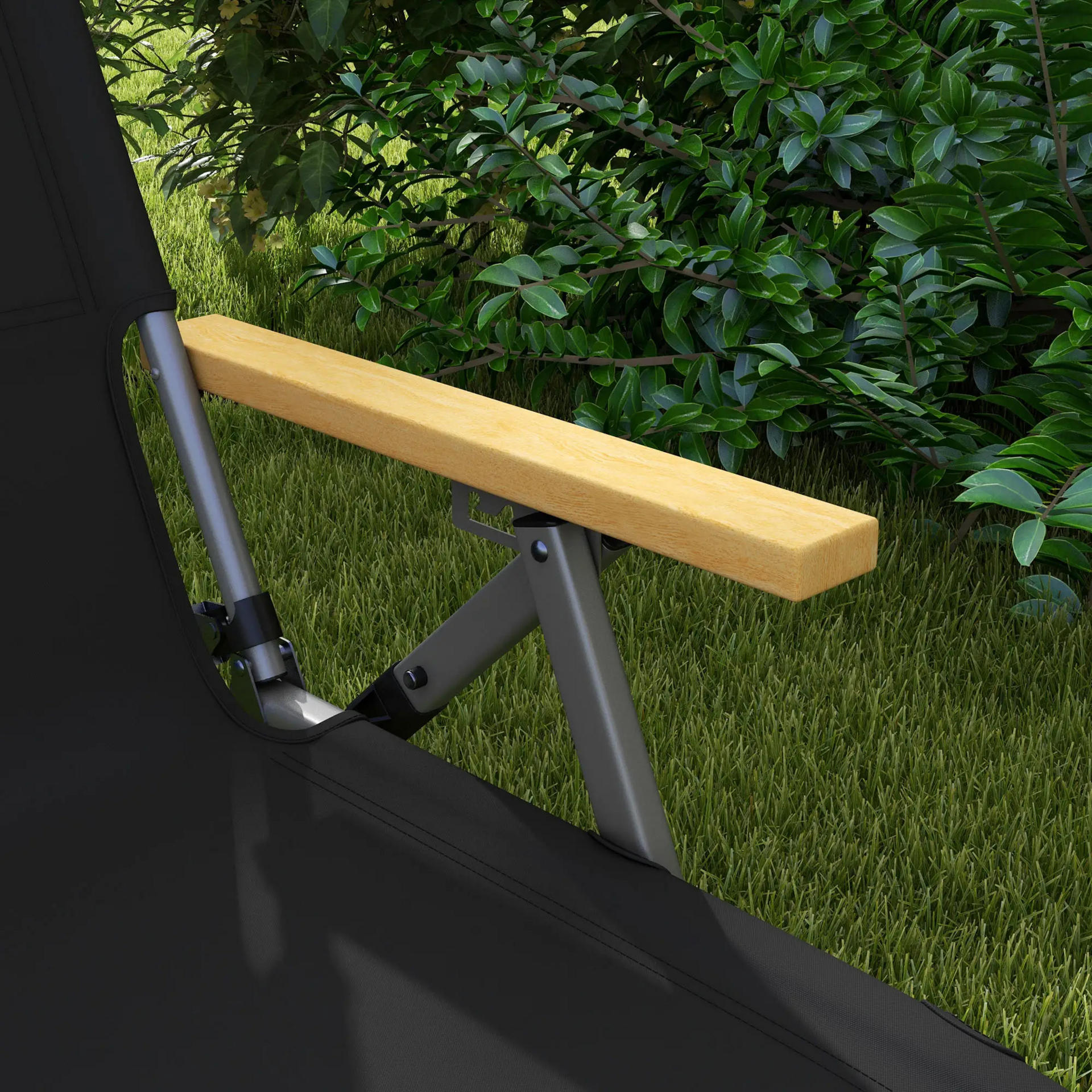Campingstoel zwart aluminium 74x59,5x98 cm – verstelbaar en draagbaar