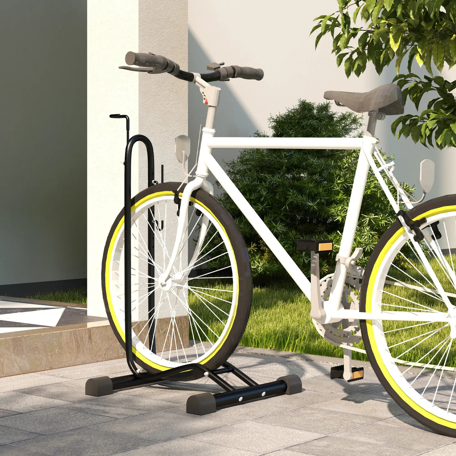Fietsenrek zwart staal 45x44x118 cm – geschikt voor 6–28 inch wielen