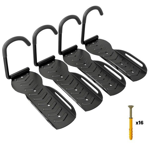 Fietsenrek fiets wandbeugel set van 4 - Geschikt voor 4 fietsen - Zwart