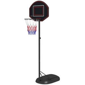Basketbalstandaard verstelbaar 1,7–2,3 m met ring voor buitenplezier – stevige zwarte paal met hittebestendige basis