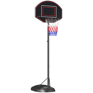 Basketbalstandaard verstelbaar 1,7–2,3 m met ring voor buitenplezier – zwart frame en kleurrijk net