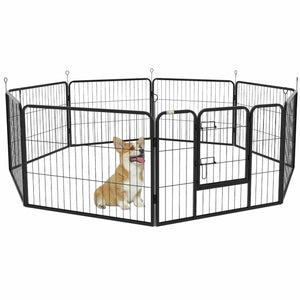 Ruime stalen puppyren van 60 cm hoog L – stevige zwarte hondenren of kennel voor veilige speelruimte | Zenzee