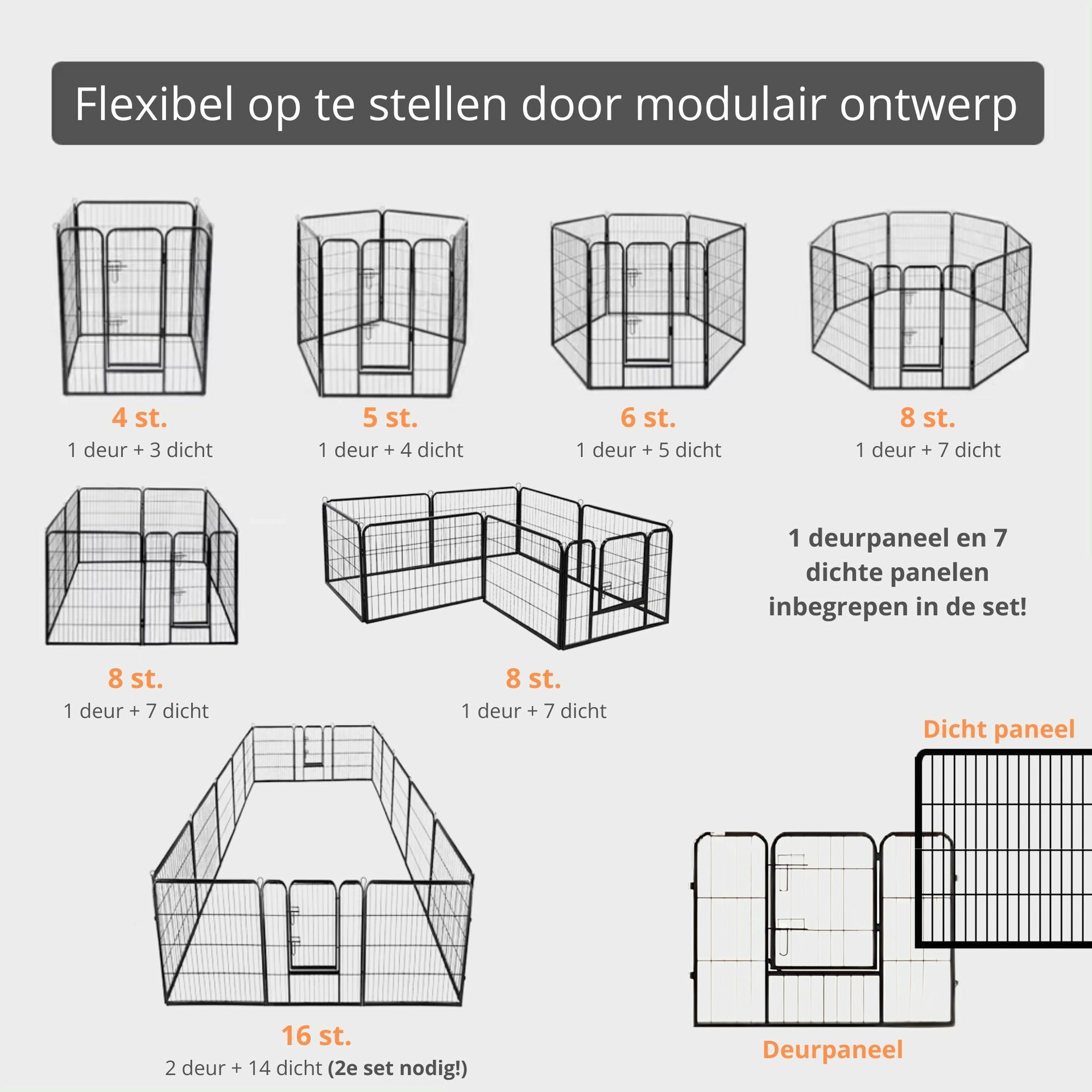 Ruime stalen puppyren van 60 cm hoog L – ideaal als ruime hondenren of kennel | Zenzee