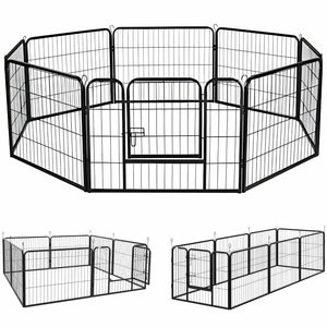 Ruime stalen puppyren van 60 cm hoog L – stevige zwarte hondenren met deur en stevige metalen constructie | Zenzee