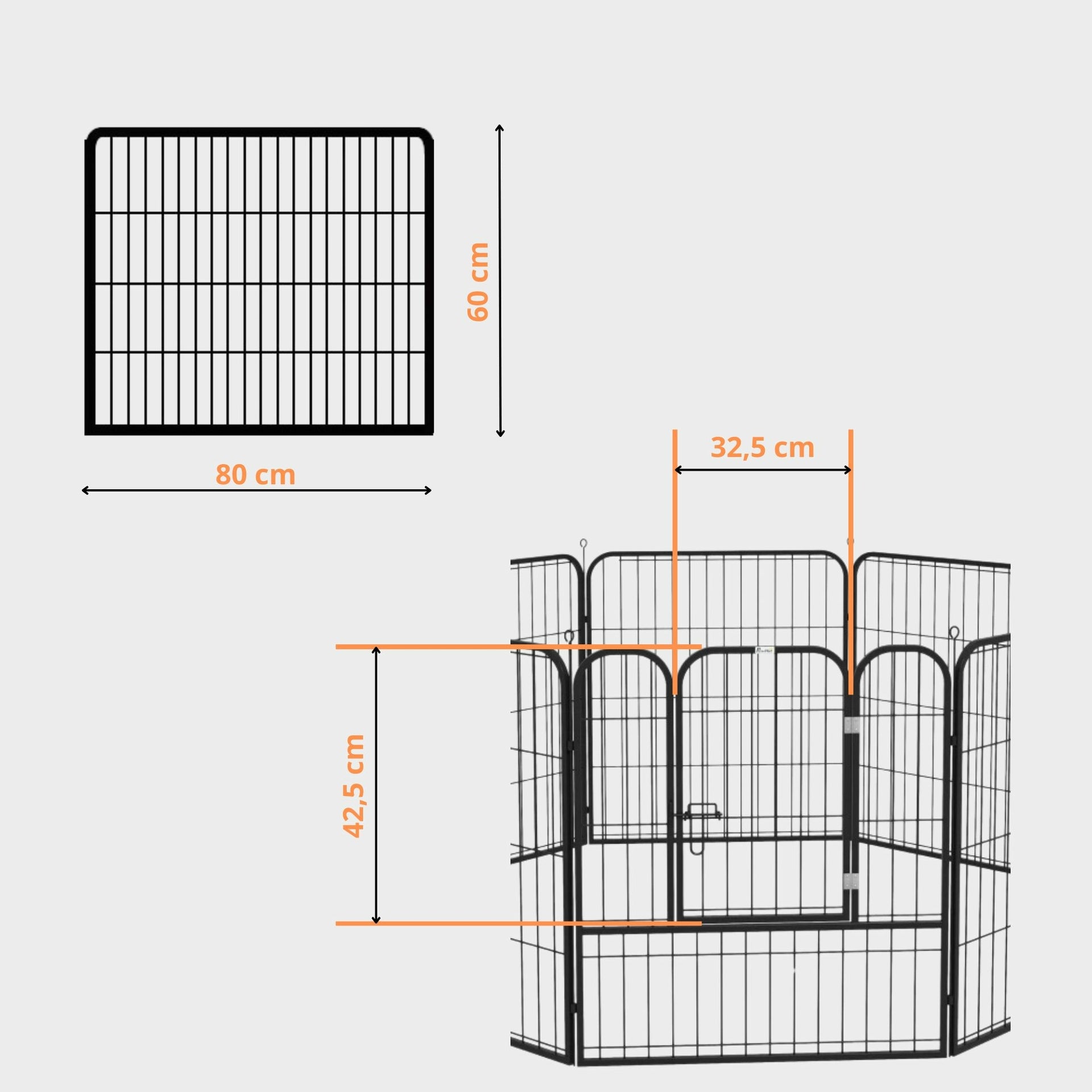 Ruime stalen puppyren van 60 cm hoog L – ideaal als ruime hondenren of kennel | Zenzee