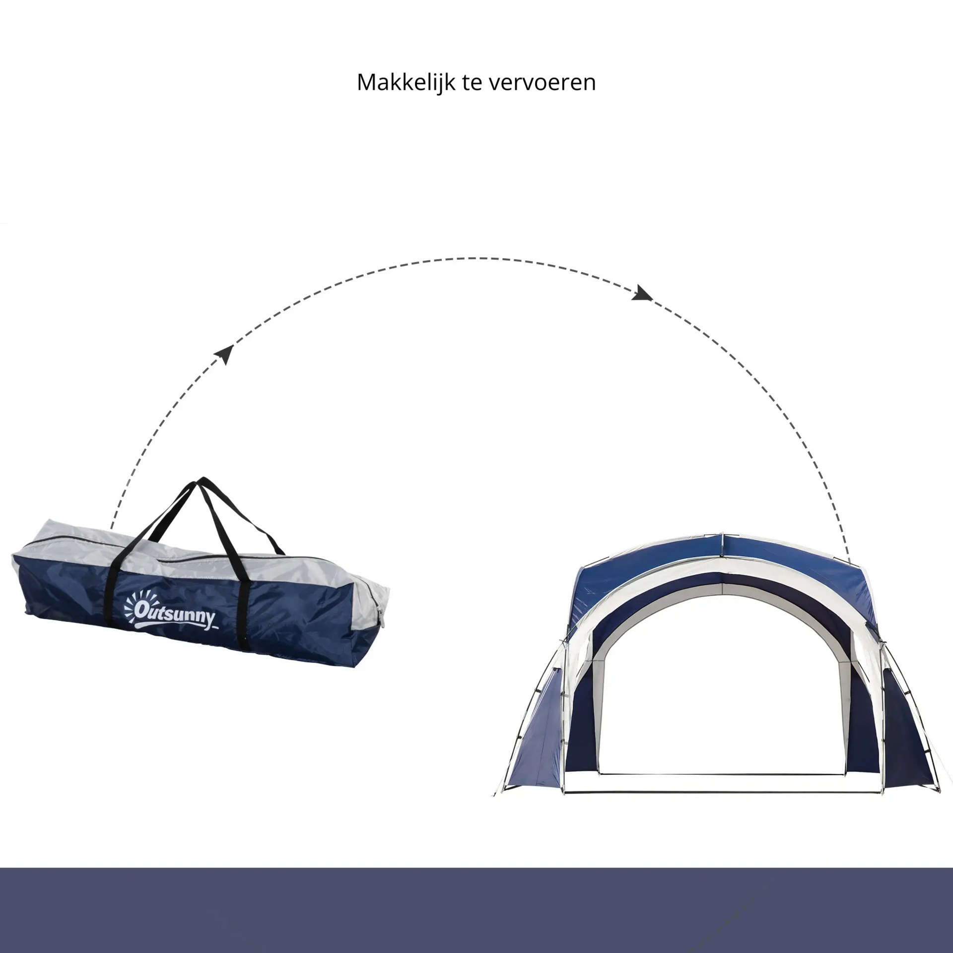Blauw tuinpaviljoen partytent 3,5x3,5 m met koepeldak voor tuinfeest of schaduw