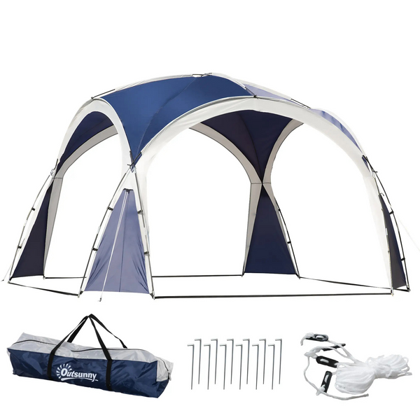 Blauw tuinpaviljoen partytent 3,5x3,5 m met koepeldak voor tuinfeest of schaduw