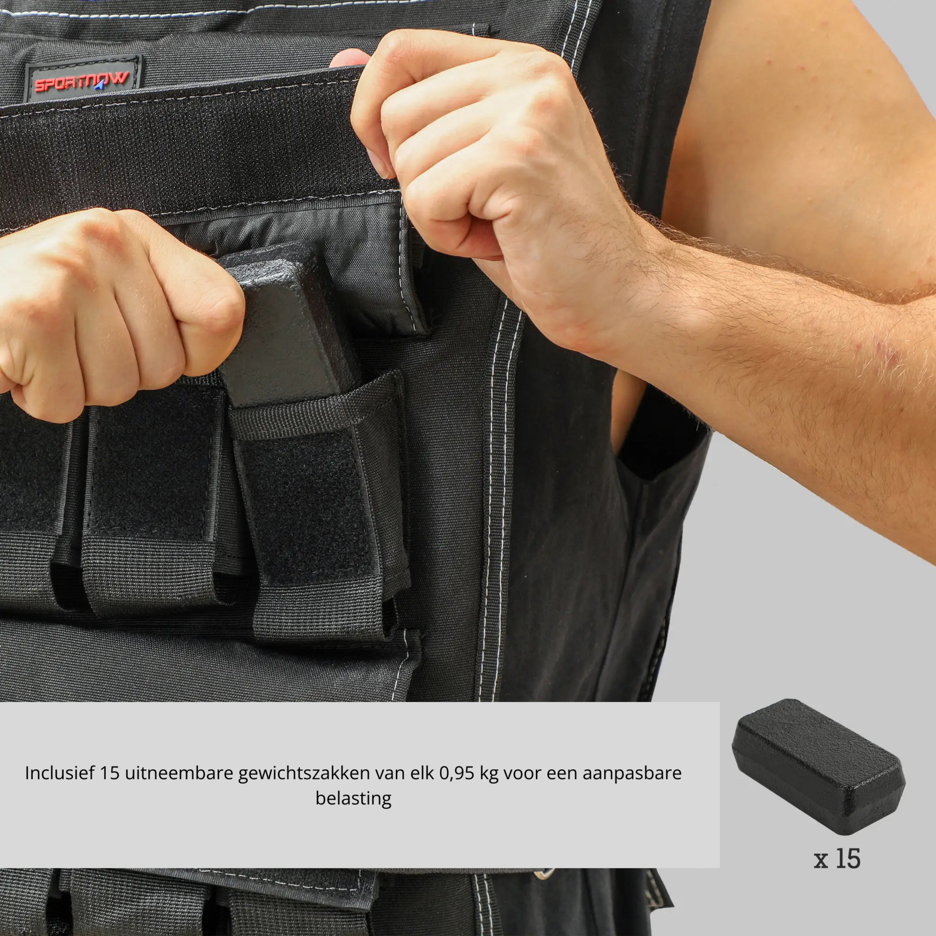 Verstelbaar gewichtsvest tot 15 kg voor intensieve fitness en training