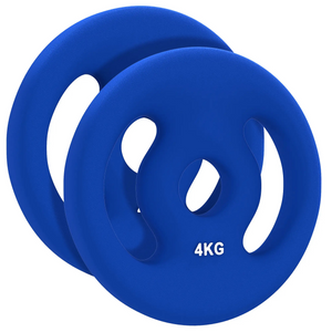 Halterschijven set van 2×4 kg voor krachttraining en spieropbouw met comfortabel handvat en blauw design