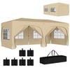 Partytent tuinpaviljoen 6x3m zand – Easy up met zijwanden en in hoogte verstelbaar