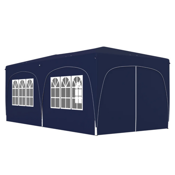 Partytent tuinpaviljoen 6x3m blauw – Easy up met zijwanden en in hoogte verstelbaar