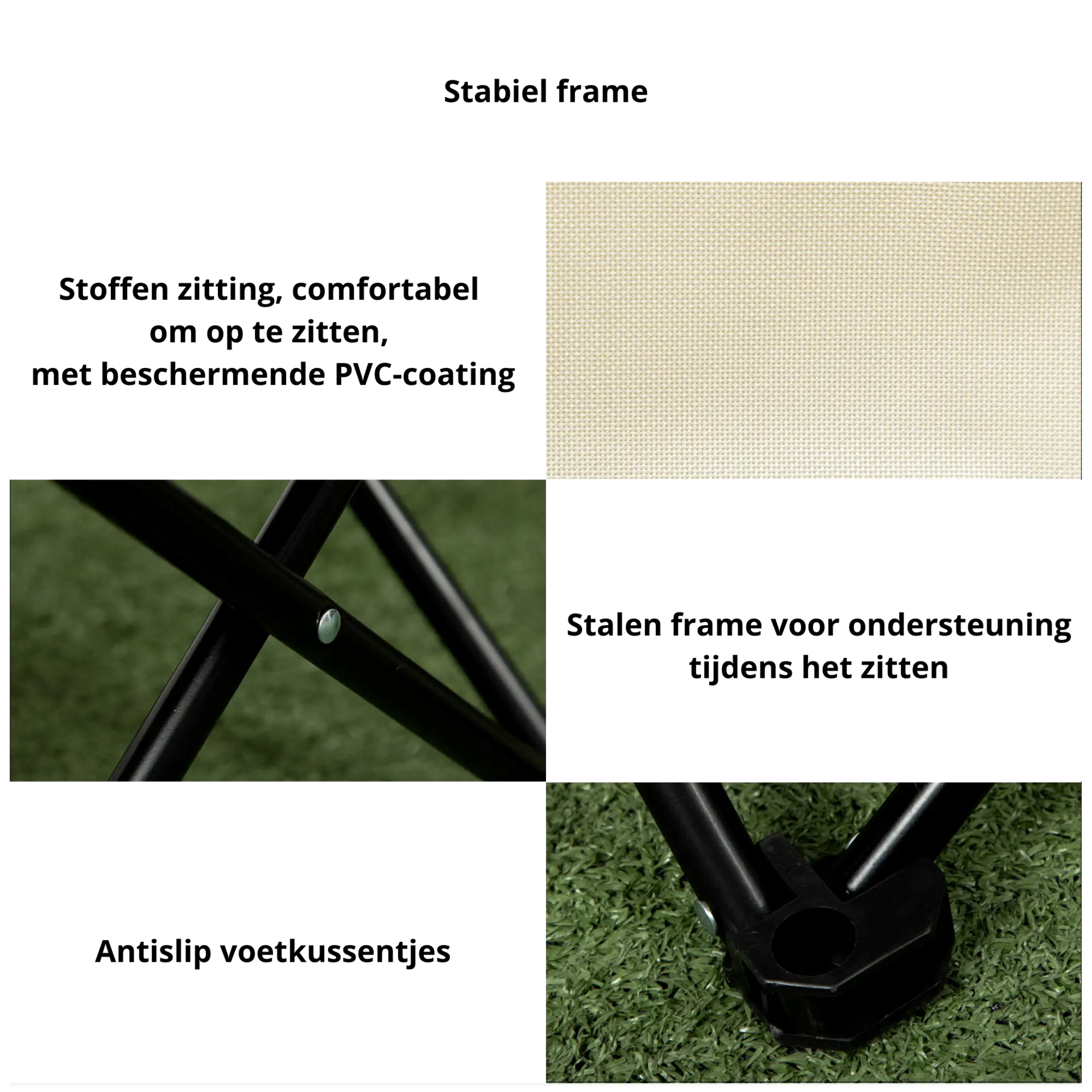 Comfortabele witte kuip klapstoel – lichtgewicht & compact inklapbaar