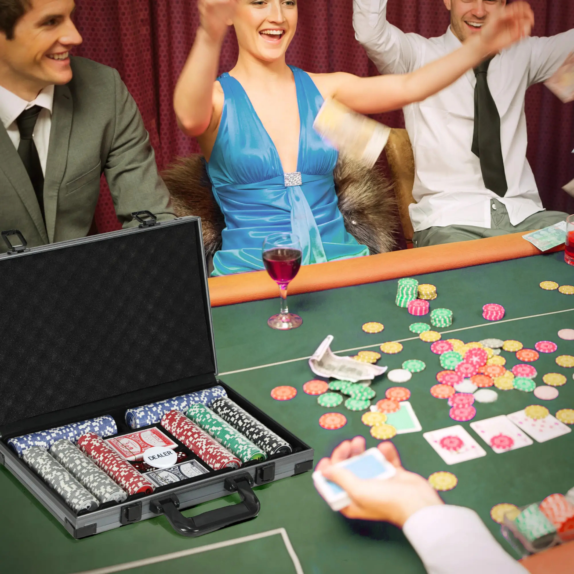 Complete pokerset met 400 chips, koffer en pokermat – alles voor jouw eigen pokeravond