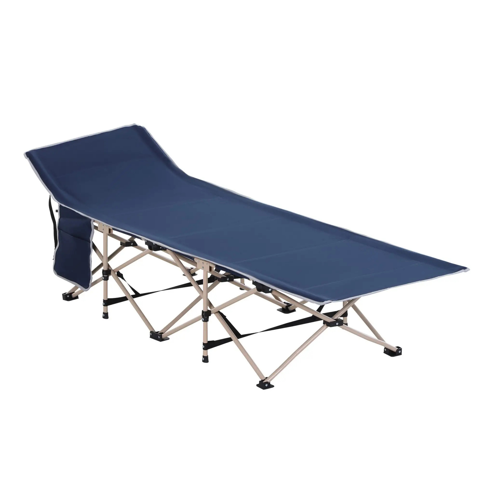 Blauwe opvouwbare stretcher 190x68x52 cm – voor camping of logeerplek