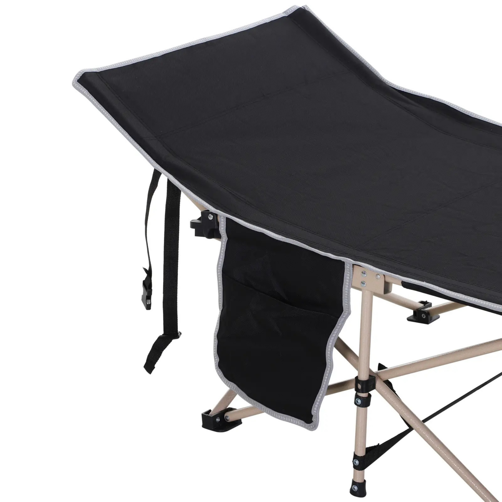 Zwarte opvouwbare stretcher 190x68x52 cm – kamperen of logeren