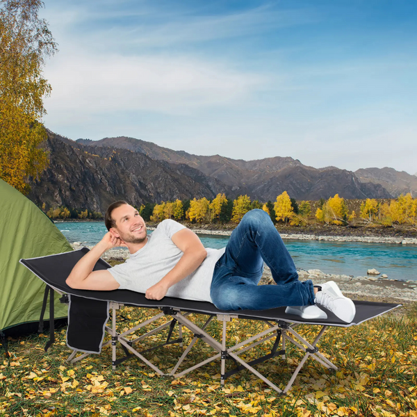 Zwarte opvouwbare stretcher 190x68x52 cm – kamperen of logeren