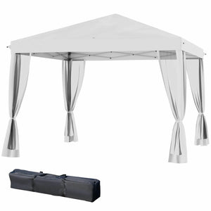 Wit tuinpaviljoen partytent paviljoen zonwering 3x3 meter met waterafstotend en uv-bestendig dak en opbergtas