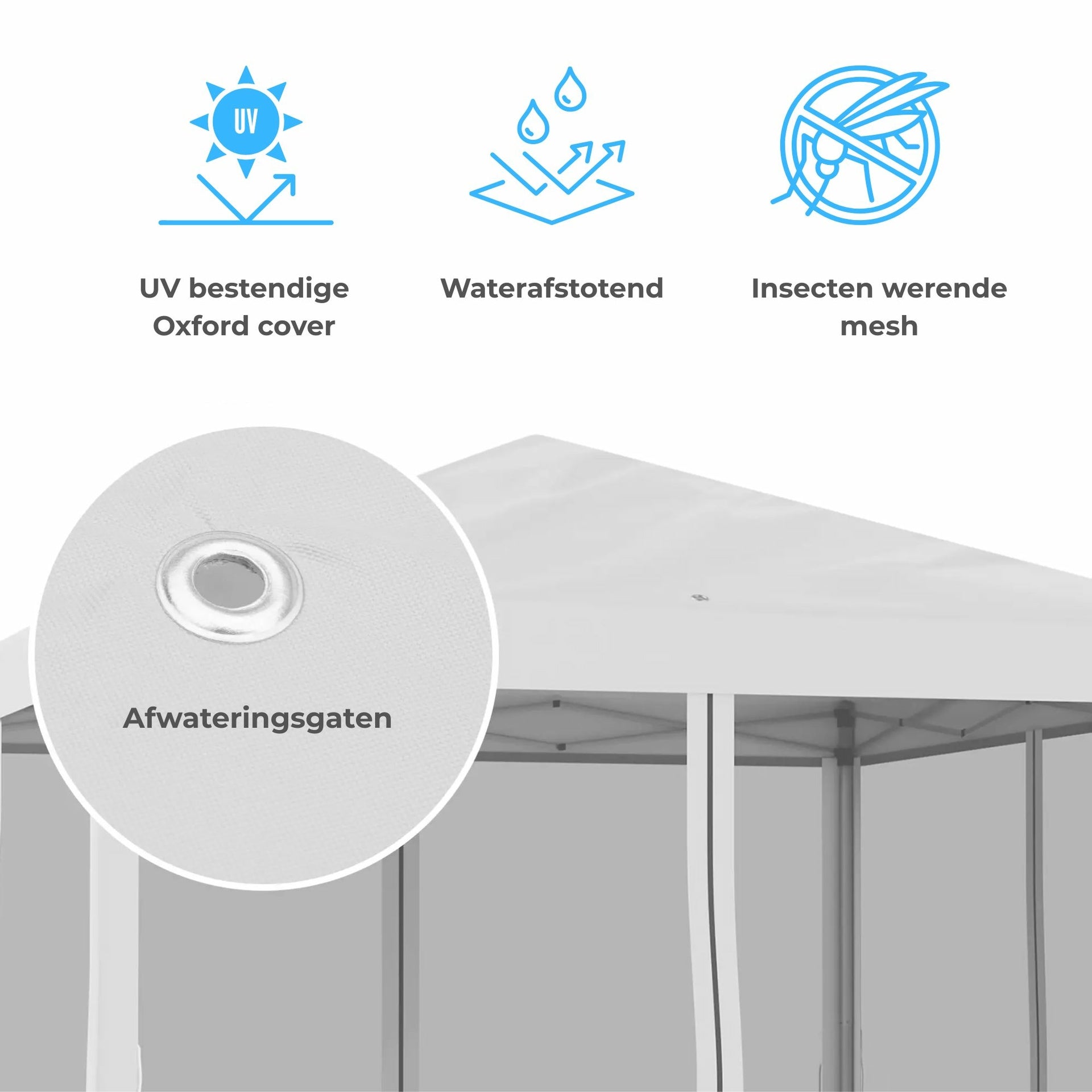 Wit tuinpaviljoen partytent paviljoen zonwering 3x3 meter