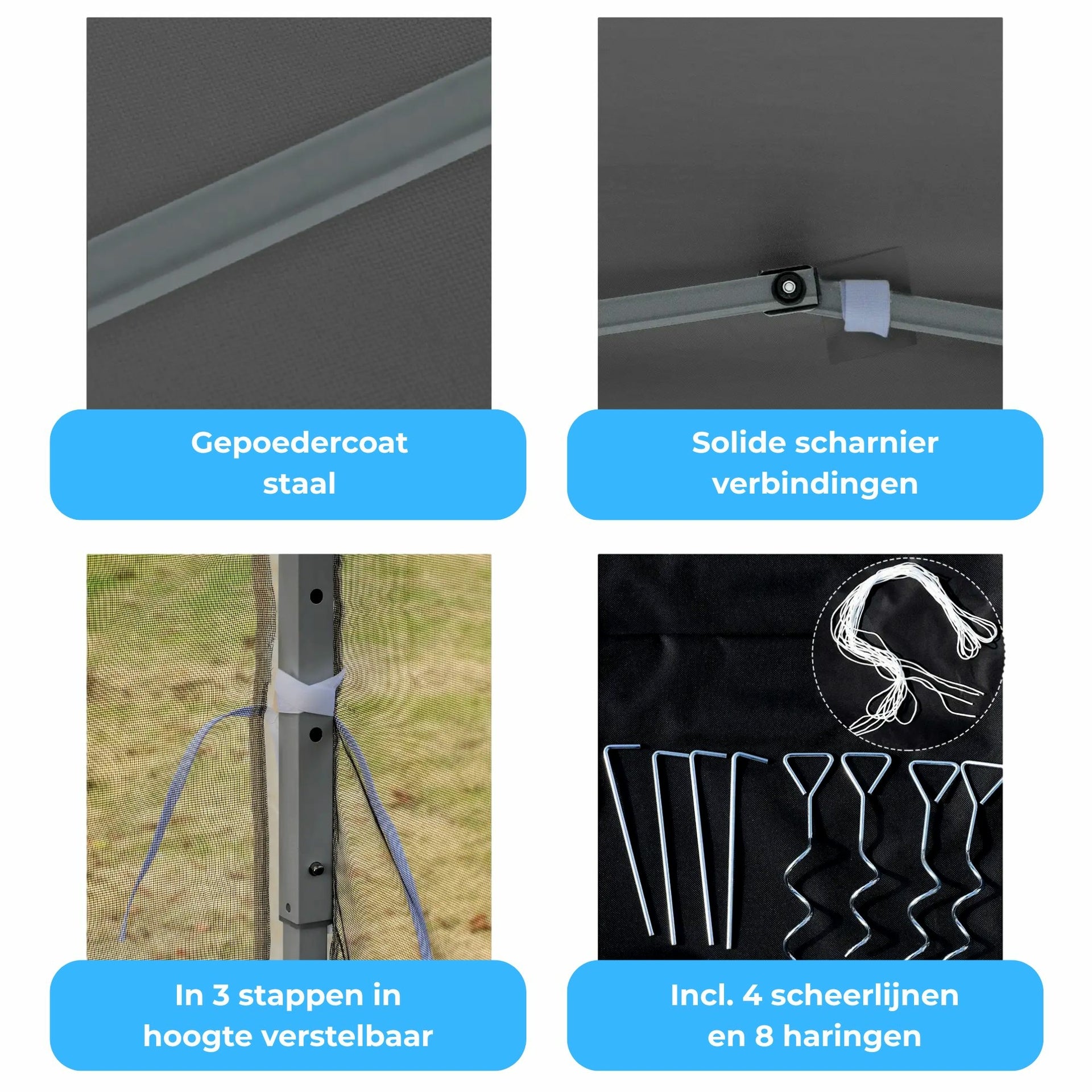 Wit tuinpaviljoen partytent paviljoen zonwering 3x3 meter