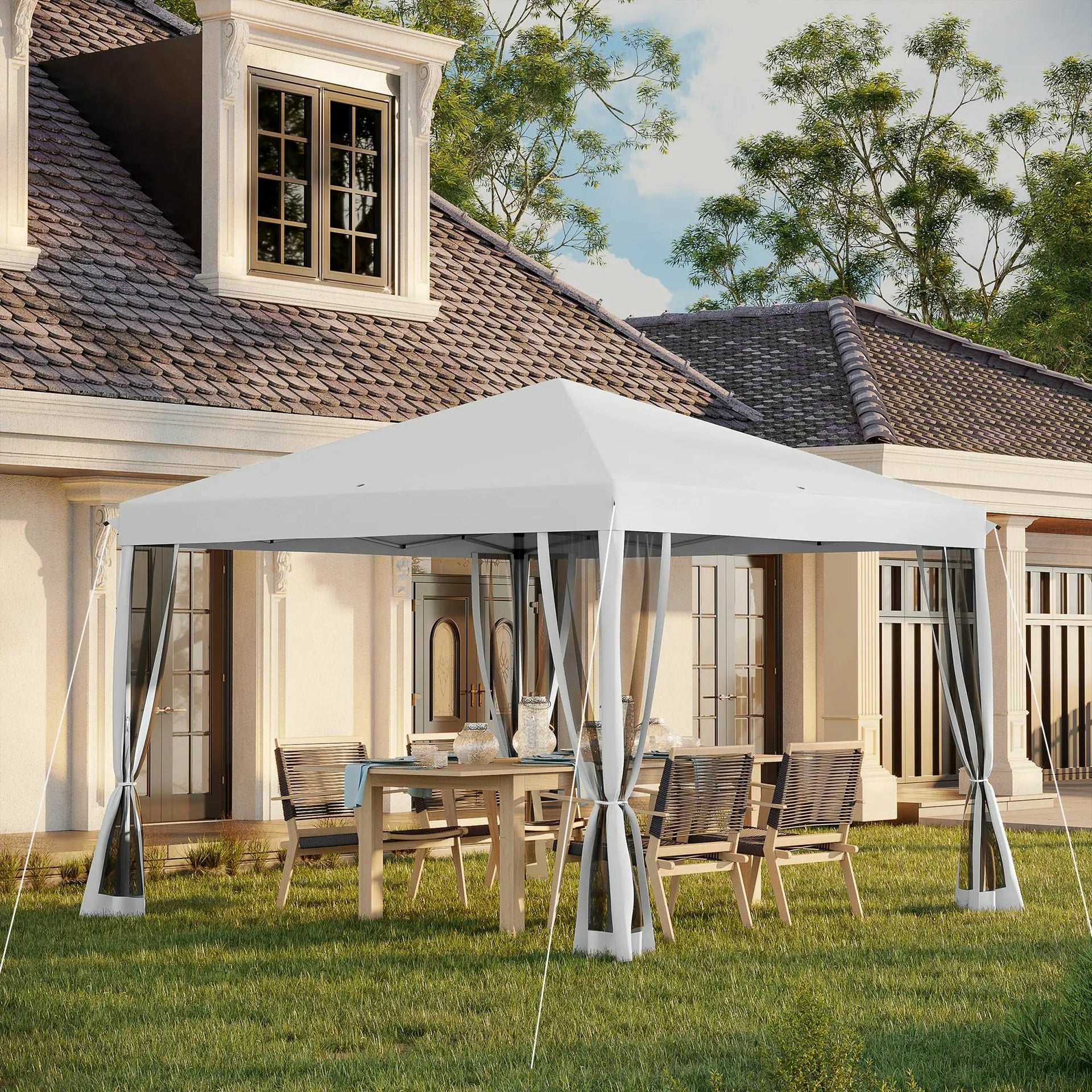 Wit tuinpaviljoen partytent paviljoen zonwering 3x3 meter