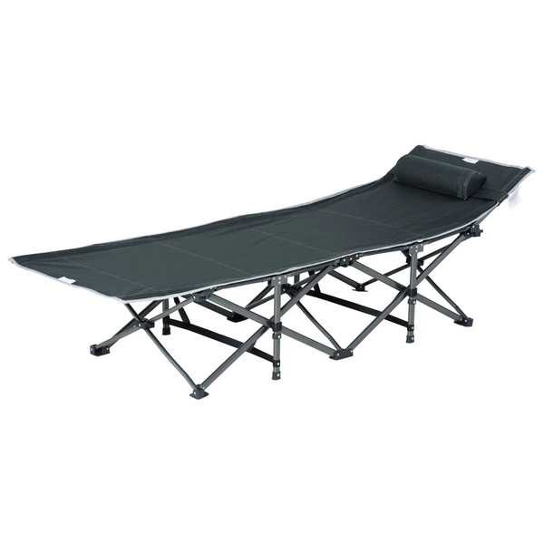 Grijs vouwbaar veldbed 188x64x53 cm – perfecte stretcher voor buiten
