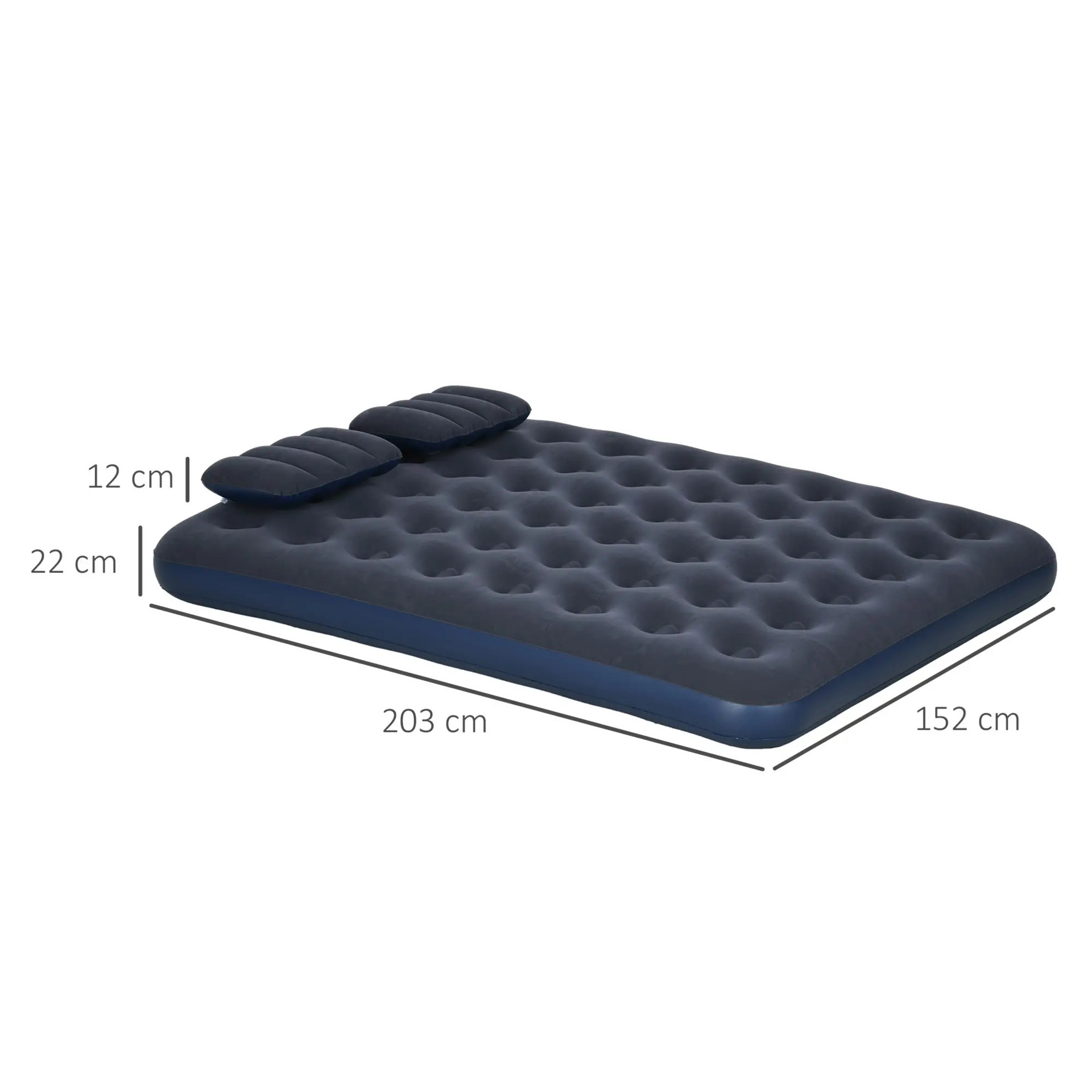 Blauw luchtbed 2-persoons 203x152x22 cm – comfortabel kampeerbed