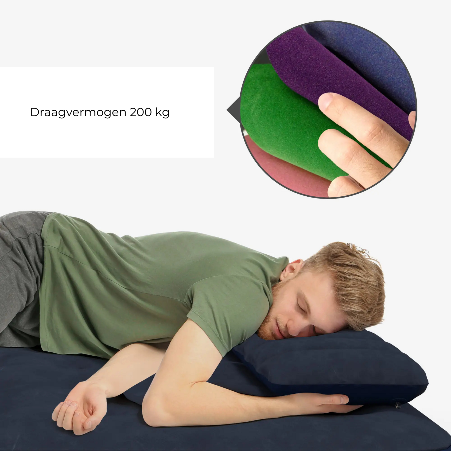 Blauw luchtbed 2-persoons 203x152x22 cm – comfortabel kampeerbed
