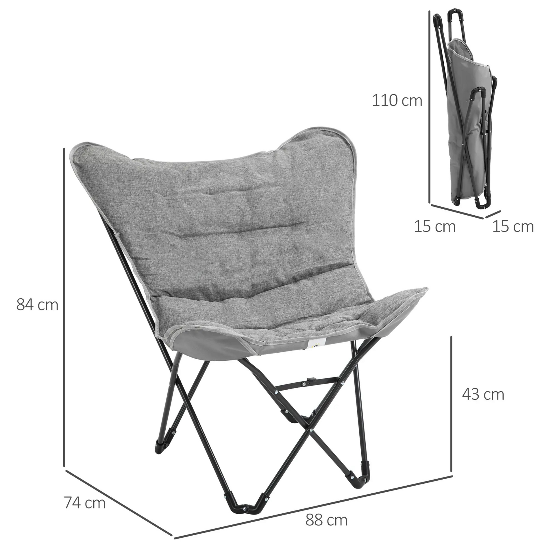 Comfortabele grijze klapstoel – kuipmodel tuinstoel opvouwbaar design