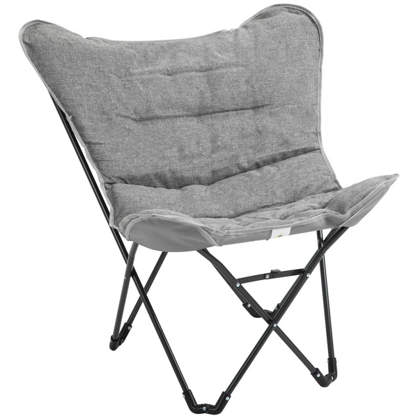Comfortabele grijze klapstoel – kuipmodel tuinstoel opvouwbaar design