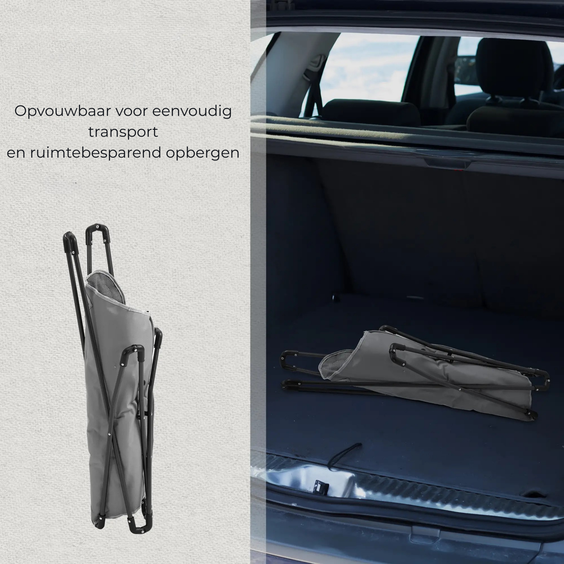 Comfortabele grijze klapstoel – kuipmodel tuinstoel opvouwbaar design