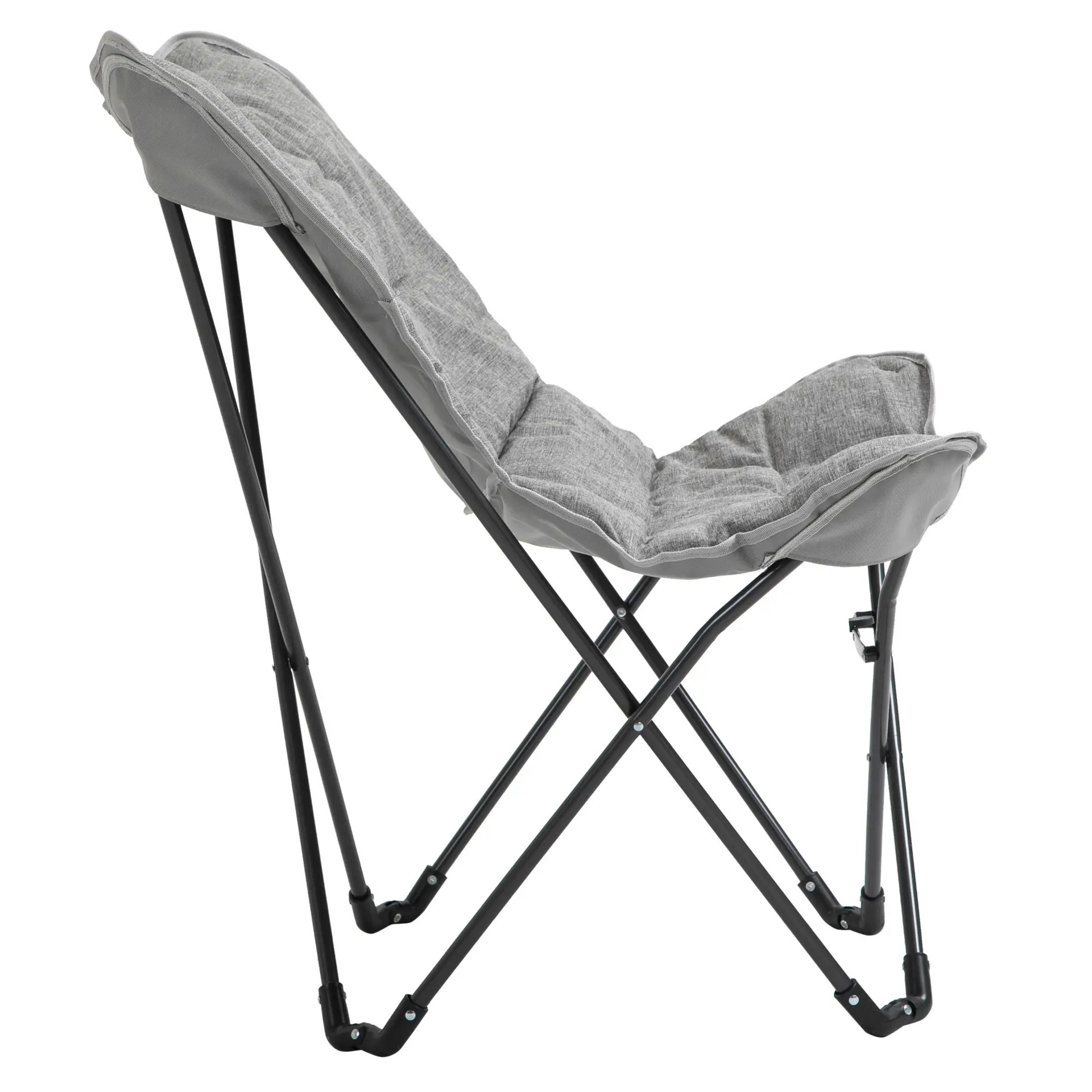 Comfortabele grijze klapstoel – kuipmodel tuinstoel opvouwbaar design