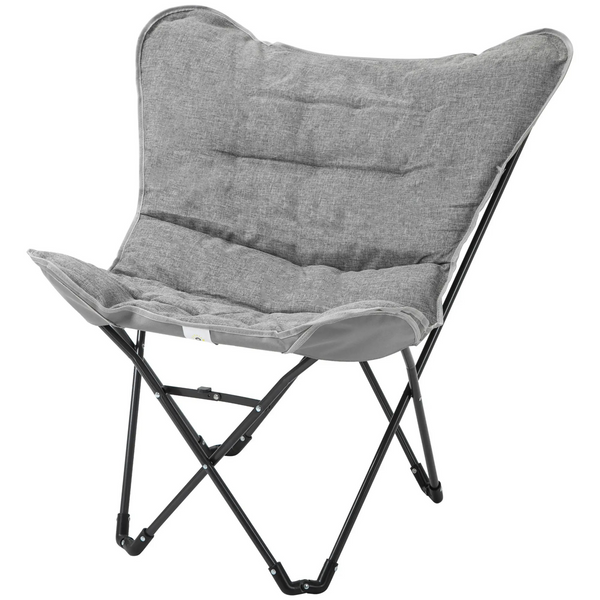 Comfortabele grijze klapstoel – kuipmodel tuinstoel opvouwbaar design
