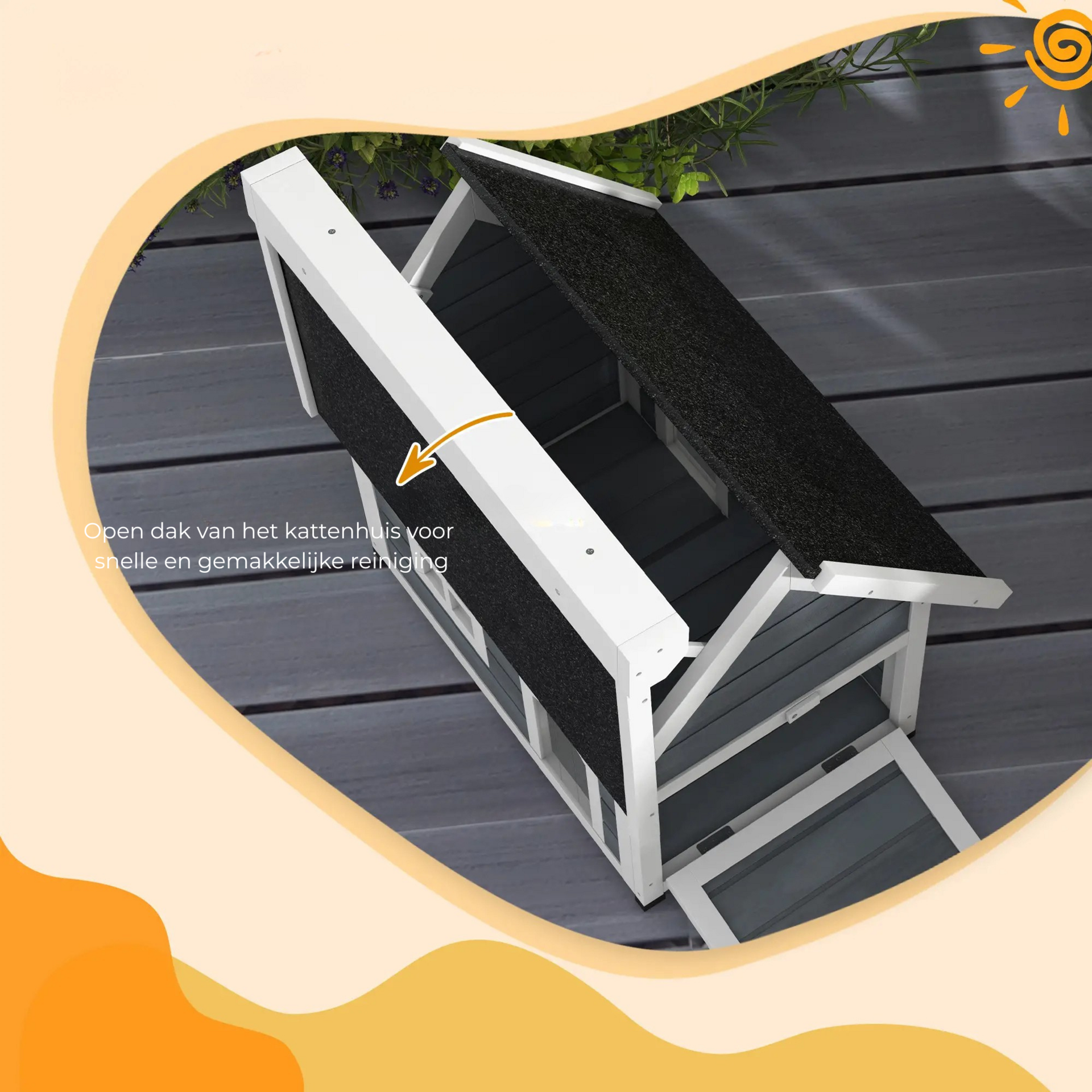 Kattenhuis voor buiten – comfortabel kattenhok voor katten  77 x 58 x 68 cm