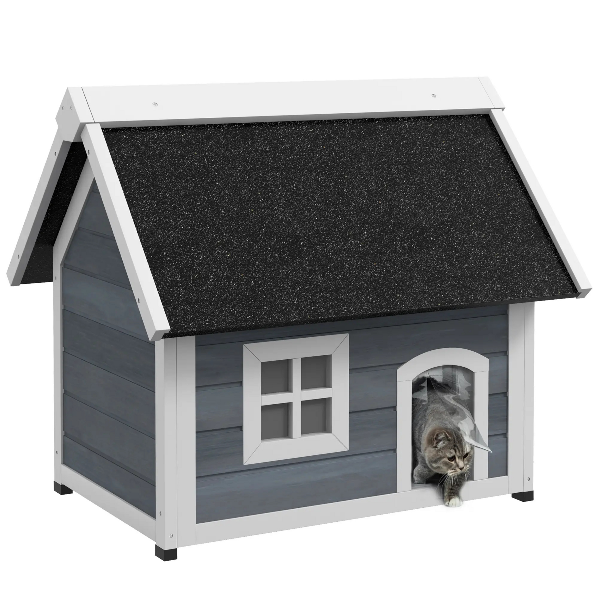 Kattenhuis voor buiten – comfortabel kattenhok voor katten  77 x 58 x 68 cm