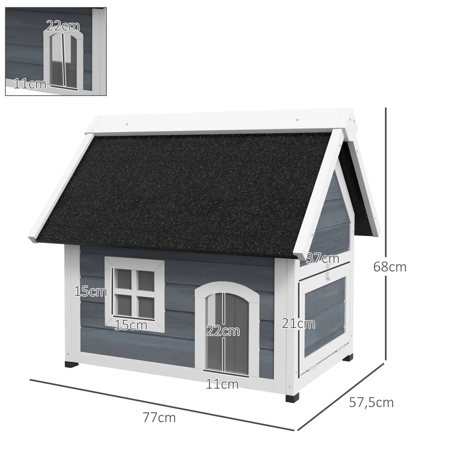 Kattenhuis voor buiten – comfortabel kattenhok voor katten  77 x 58 x 68 cm