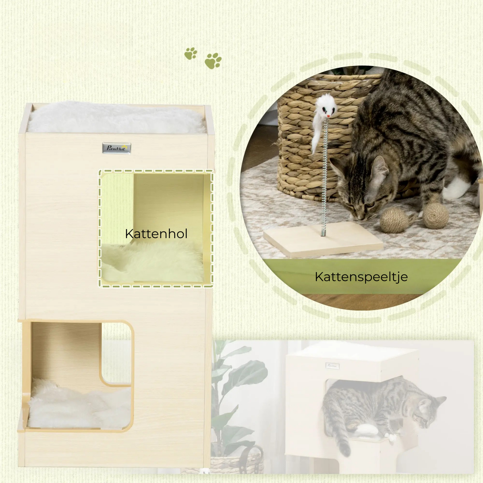 Krabpaal 34x34x60 cm – speelse en stabiele klimpaal voor katten