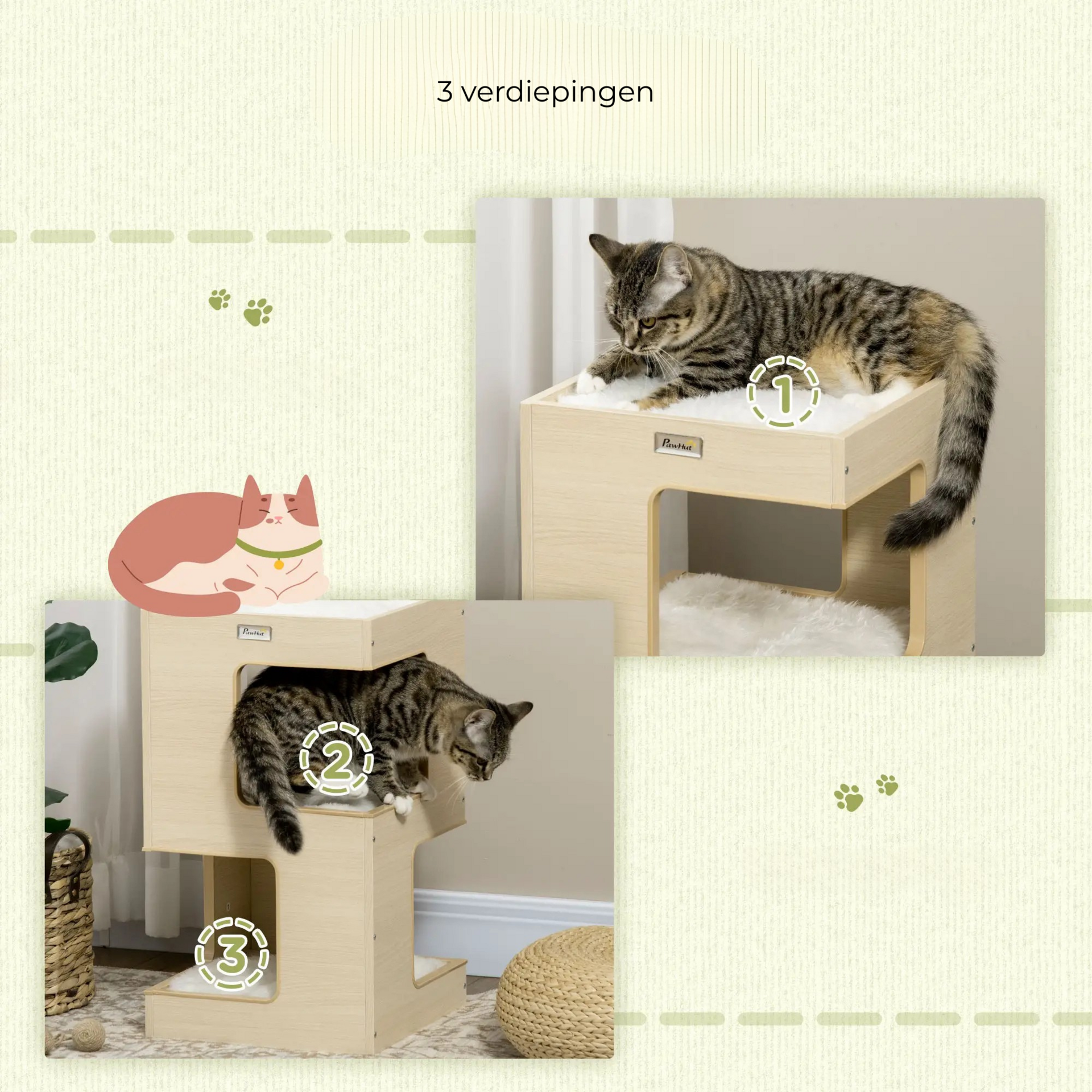 Krabpaal 34x34x60 cm – speelse en stabiele klimpaal voor katten