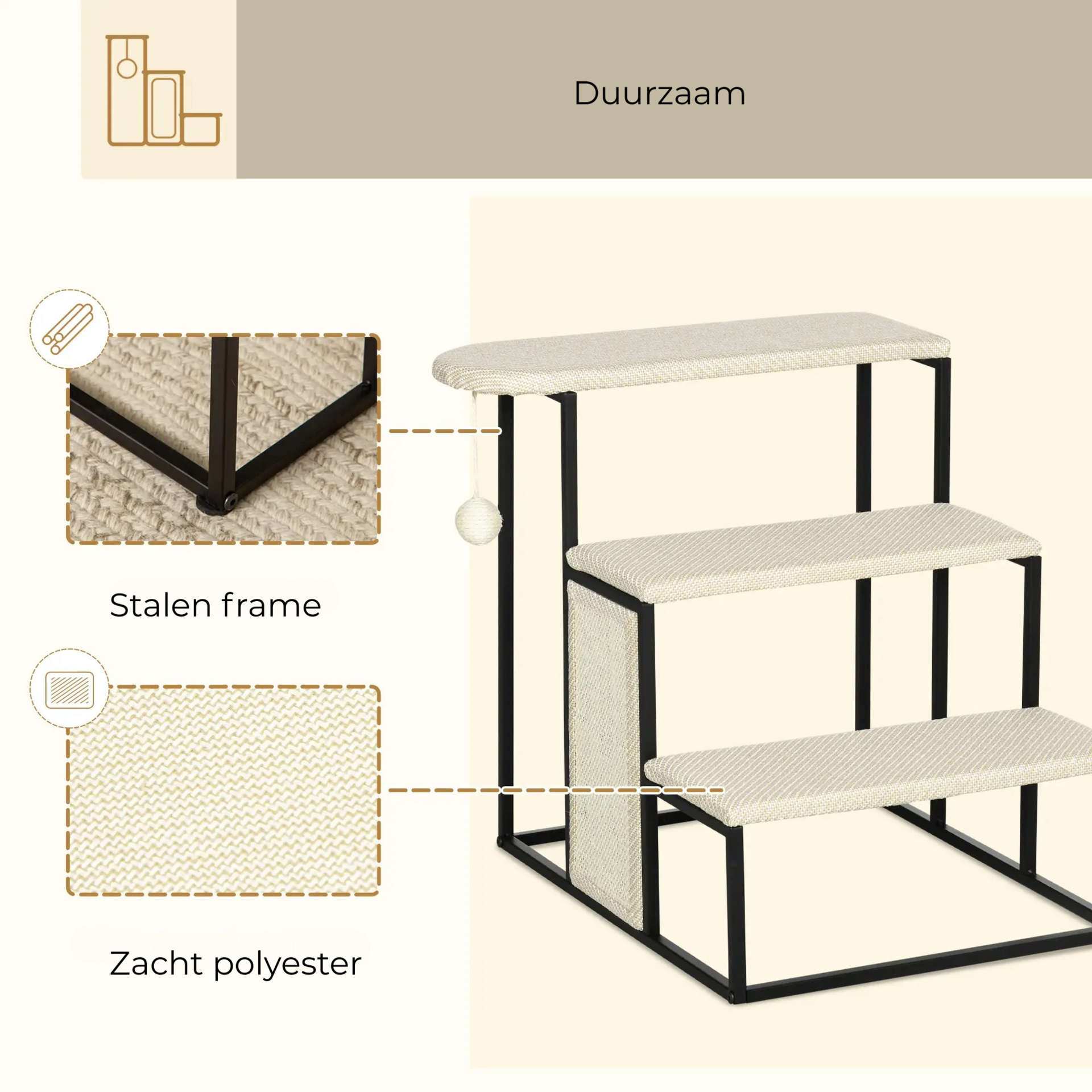 Hondentrap of kattentrap 51x54x53 cm – handig opstapje voor huisdieren