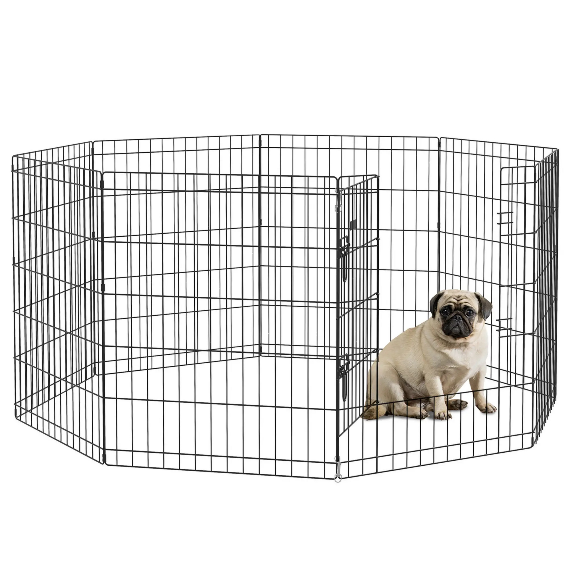 Verplaatsbare hondenren 76 cm zwart – veilig buitenverblijf voor puppy’s met stevige metalen constructie en praktische toegangspoort