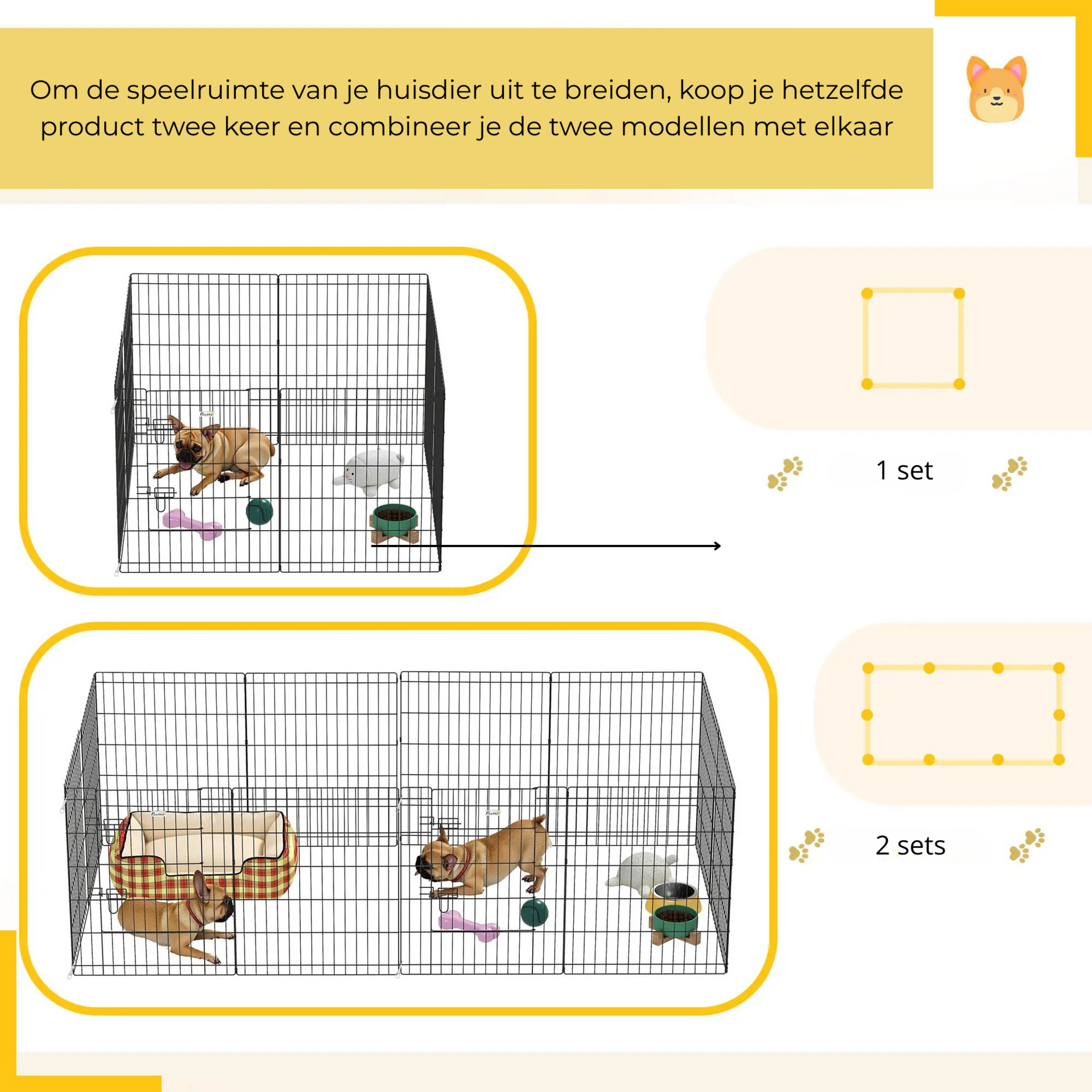 Verplaatsbare hondenren 76 cm zwart – veilig buitenverblijf voor puppy’s met uitbreidbare speelruimte voor meerdere honden
