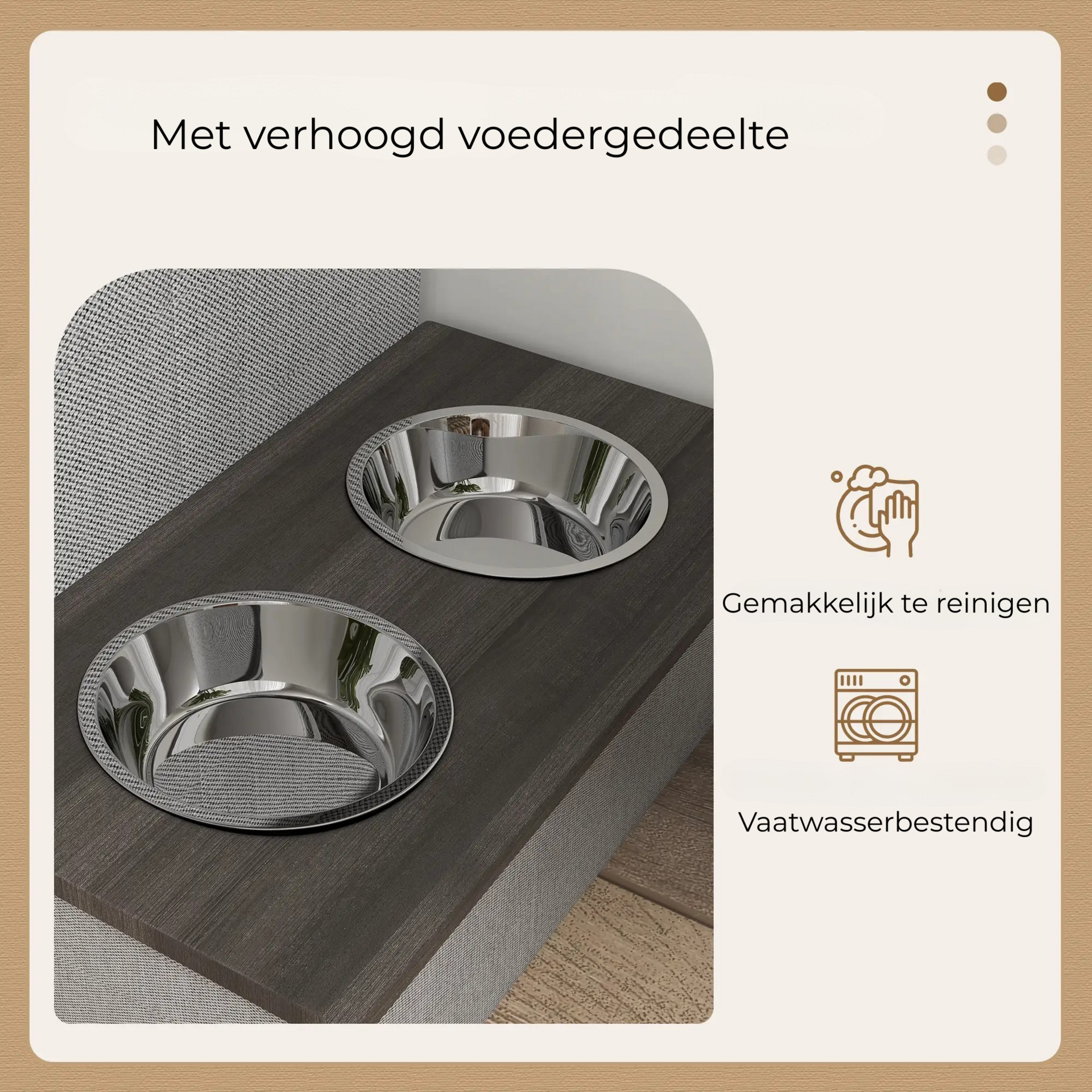 Kattenhok met ligbed en voerbakken 78x48x49 cm – kattenhuis met kattenmand grijs