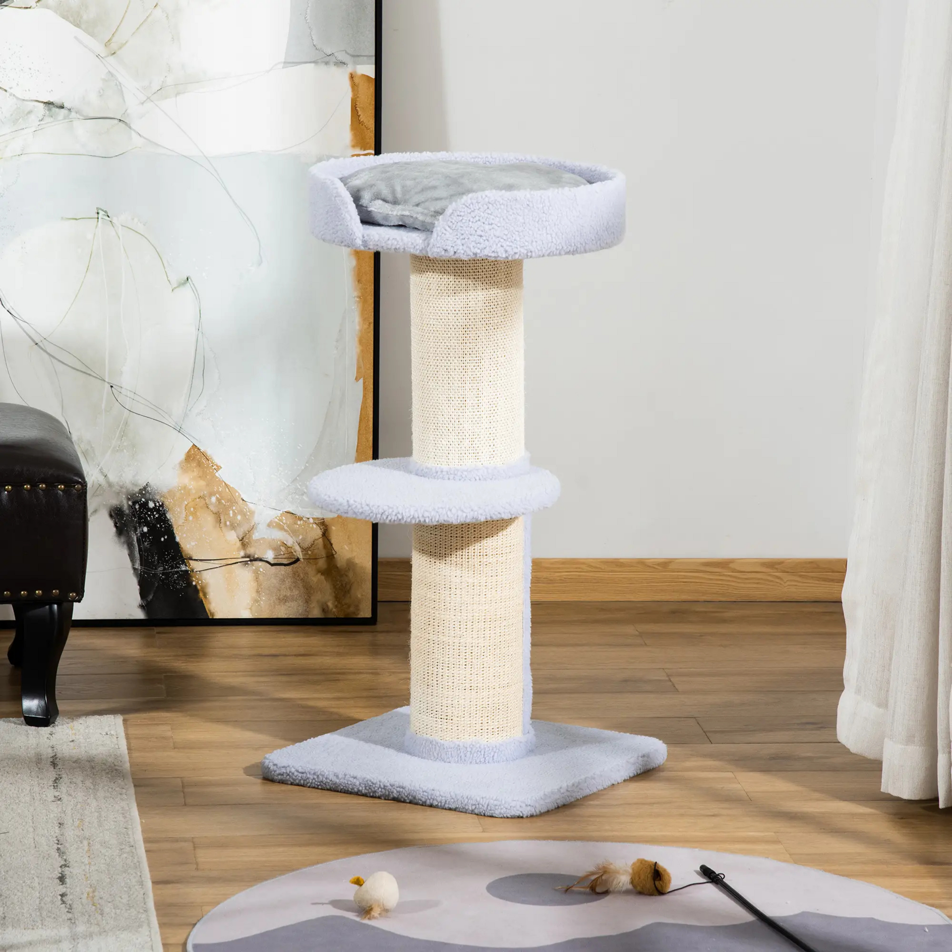 Kattenkrabpaal 91 cm – hoge speel- en krabtoren met sisalpalen en platform