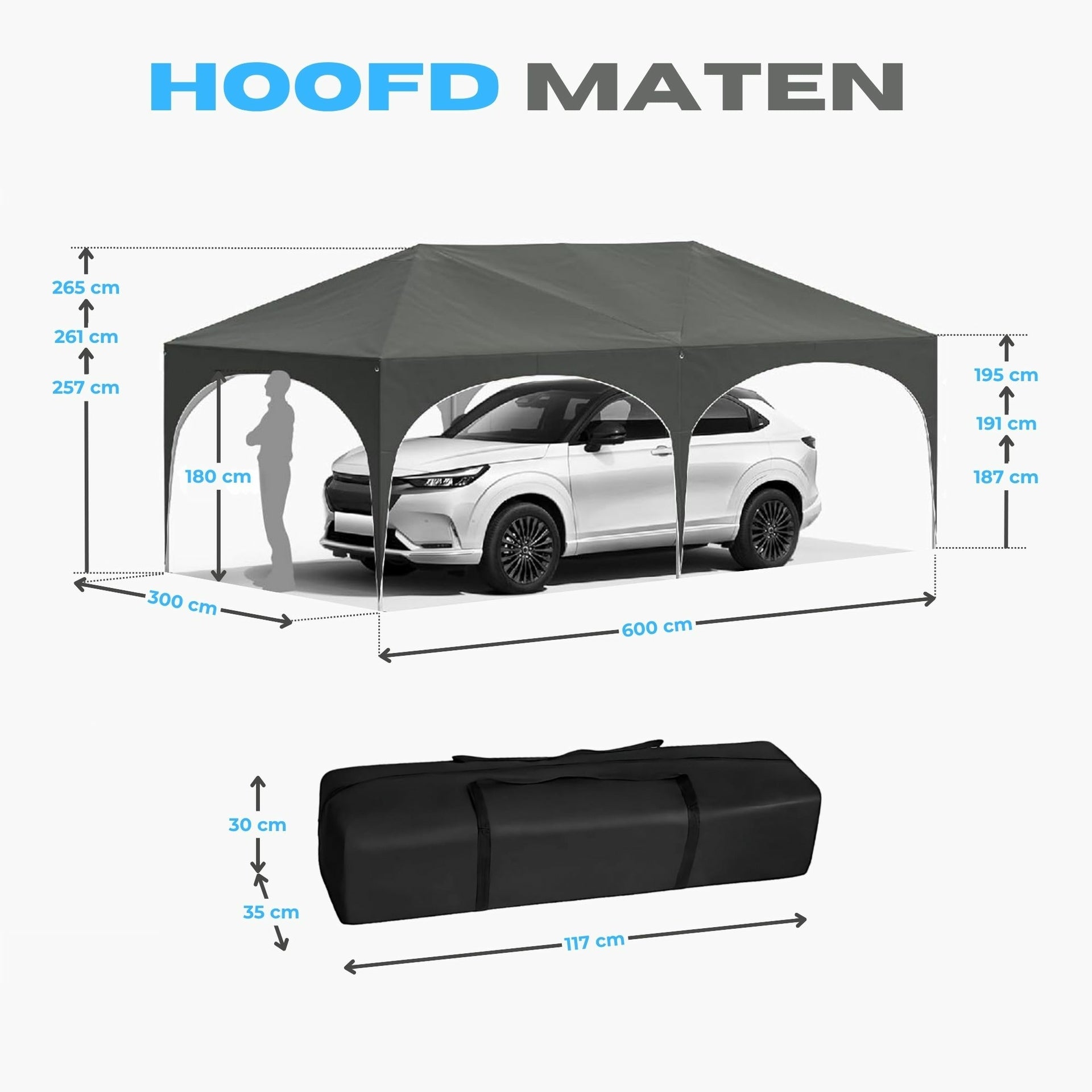 Grijze partytent tuinpaviljoen opvouwbaar 6x3m – waterdicht met zijwanden en frame