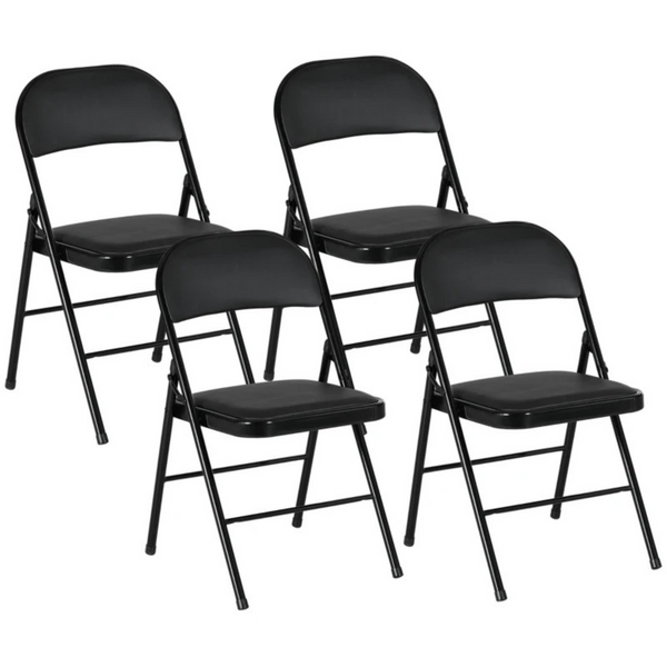 Set van 4 zwarte klapstoelen – kunstleer ideaal voor thuis of kantoor