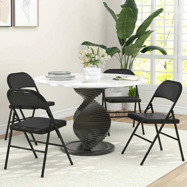 Set van 4 zwarte klapstoelen – kunstleer ideaal voor thuis of kantoor