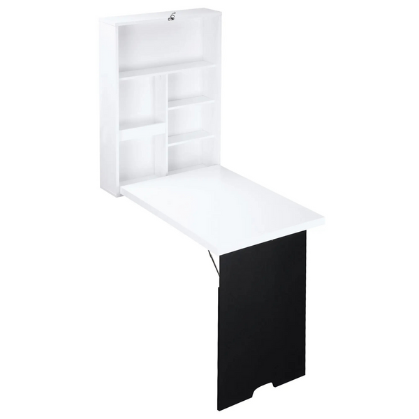 Opklapbaar wandbureau 60x94x147 cm – compacte werkplek met kast