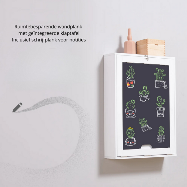 Opklapbaar wandbureau 60x94x147 cm – compacte werkplek met kast