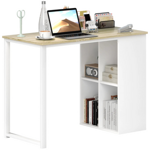 Wit bureau met opbergruimte 100x54x75 cm – praktisch en stijlvol design met open vakken en licht houten blad