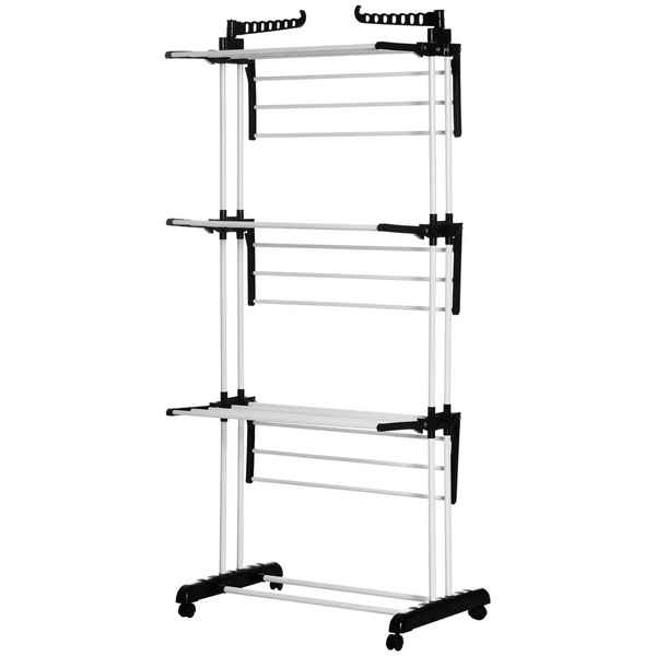 oOpvouwbaar droogrek verrijdbaar 73x64x177 cm – compact wasrek met lagen