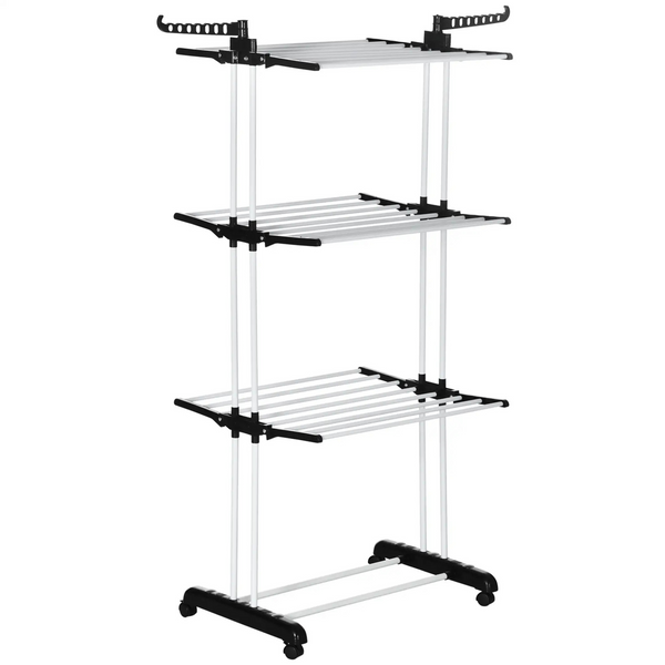 oOpvouwbaar droogrek verrijdbaar 73x64x177 cm – compact wasrek met lagen